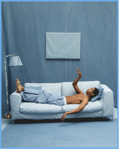 Blue editorial sofa reference