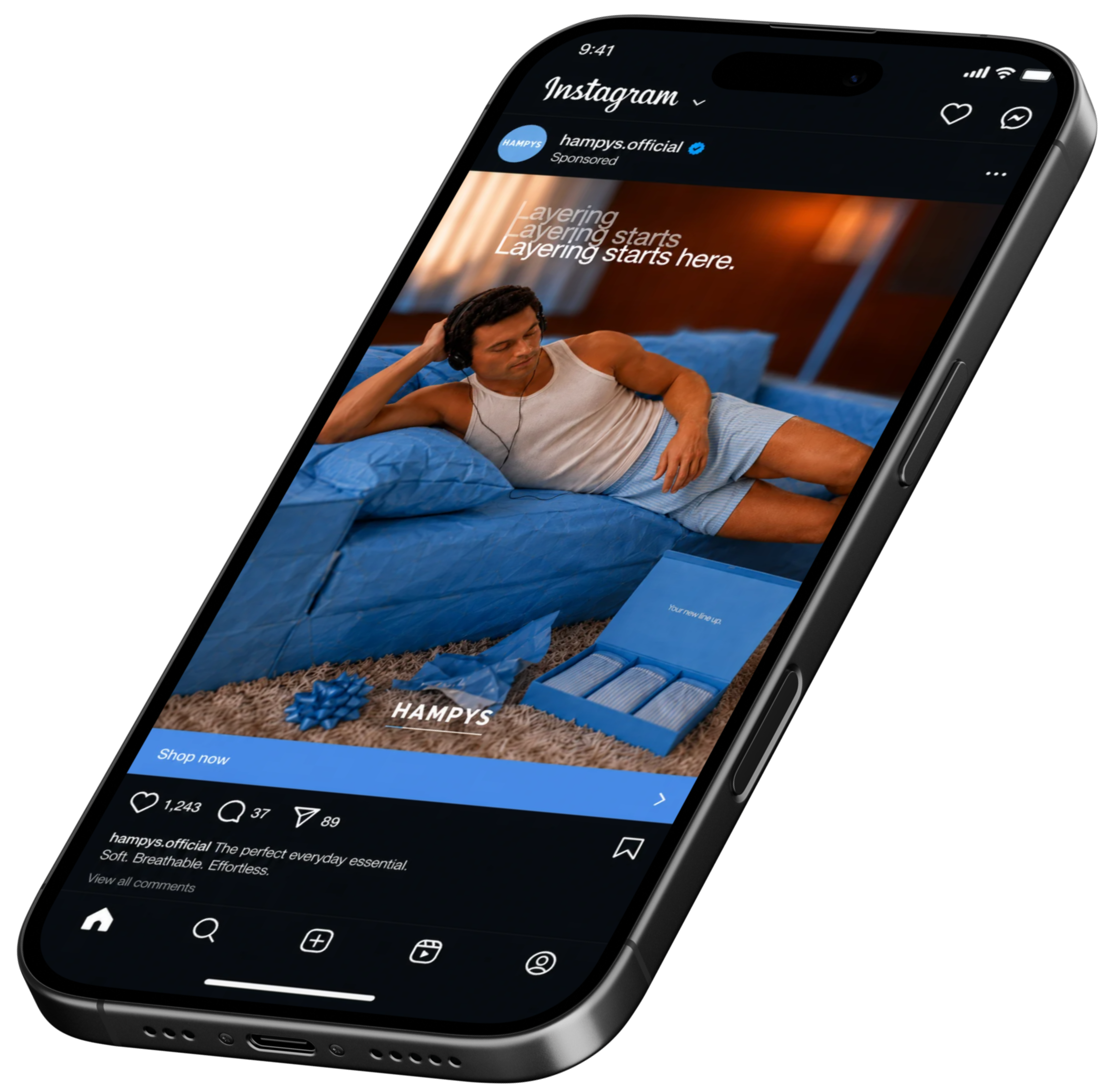 Hampys sponsored Instagram holiday campaign displayed on a smartphone