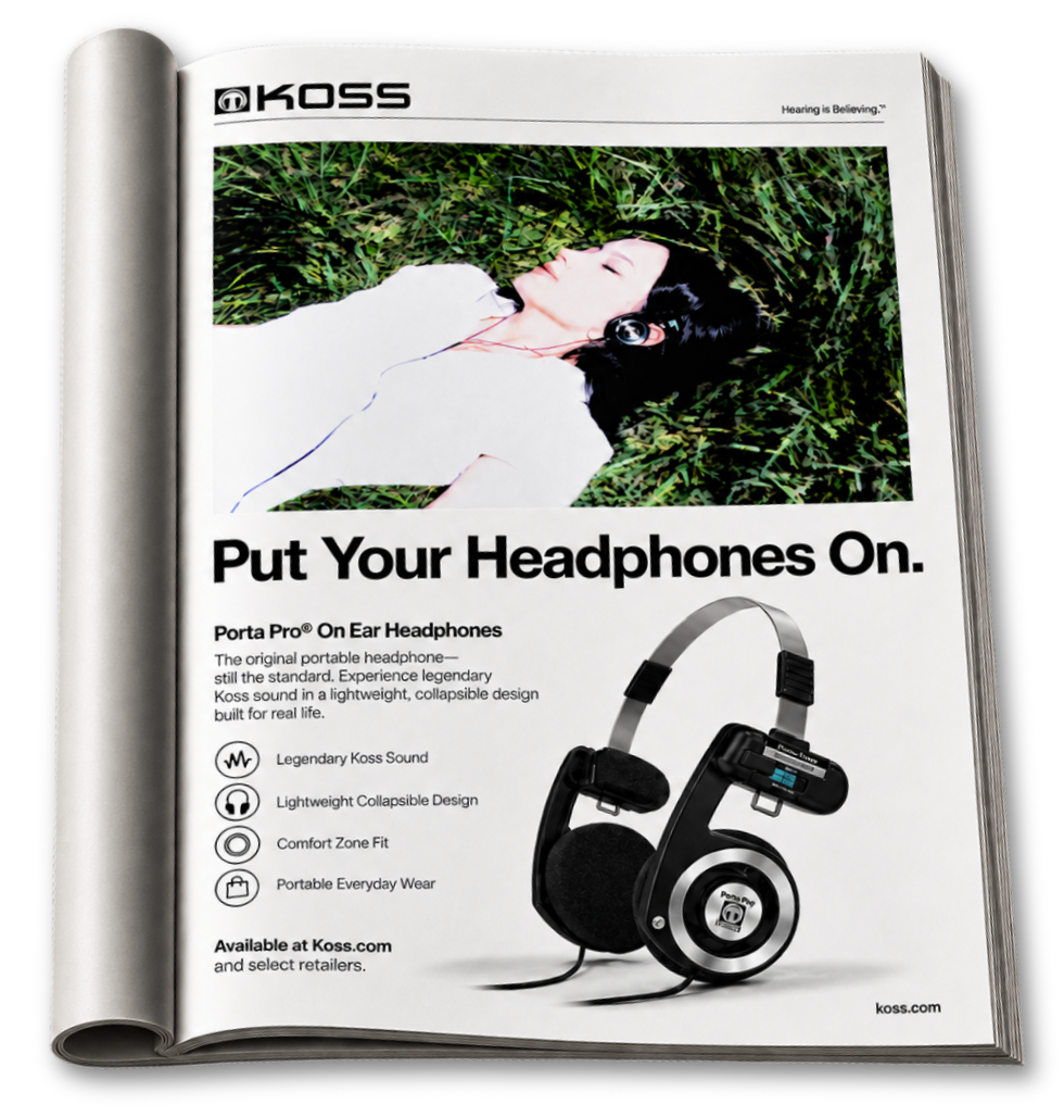 Koss campaign magazine presentation